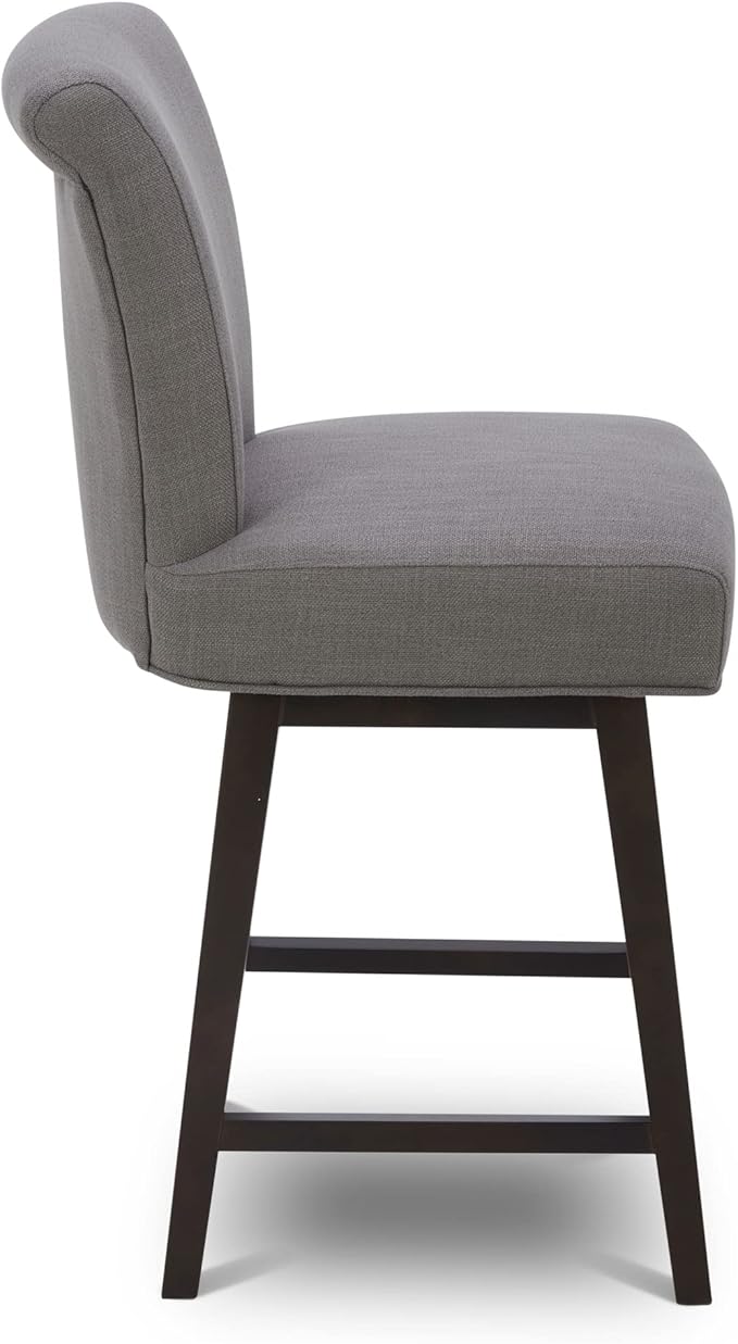 CHITA 26 Inch Counter Height Swivel Bar Stool, FSC Certified Modern Fabric Swivel Barstool Chair with Back, Flint Grey