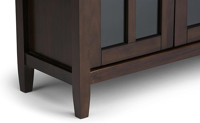 SIMPLIHOME Warm Shaker SOLID WOOD 32 inch Wide Transitional Low Storage Cabinet in Tobacco Brown for the Living Room, Entryway and Family Room