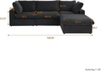 Cloud Couch Modular Sectional Sofa with Storage Ottoman,L Shaped Couch for Living Room,120.45inch Down Filled 4 Seater Black Convertible Sectional Sofas,Covers Washable&Replaceable