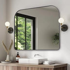 ANDY STAR Black Arched Mantel Large Wall Mirror 30x36, Matte Black Stainless Steel Frame, Arch Mirror with Soft Curved Corner for Bathroom, Entryway, Fireplace Mantel, Bedroom & Living Room Wall Decor