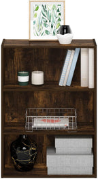 Furinno PASIR Book Shelf, 3-Tier Bookshelf, Storage Shelves Bookcase, 9.7 x 23.7 x 31.5, for Living Room, Bedroom, Home Office, Amber Pine