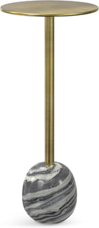 SIMPLIHOME Melene Modern Contemporary 12 inch Wide Metal Side Table in Gold/Grey for The Living Room and Bedroom