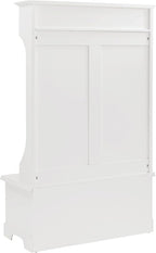 Crosley Furniture Campbell Hall Tree with Storage Bench and Coat Rack Hooks for Hanging, White