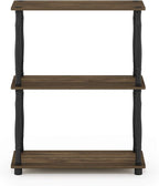 Furinno Turn-N-Tube 3-Tier Compact Multipurpose Shelf Display Rack with Classic Tube, Columbia Walnut/Black