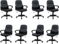 CLATINA Office Chair - Mid Back Leather Computer Desk Chair with Wheels, Ergonomic Executive Swivel Chair with Lumbar Support, Armrest for Home Office Black, 8 Pack