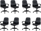 CLATINA Office Chair - Mid Back Leather Computer Desk Chair with Wheels, Ergonomic Executive Swivel Chair with Lumbar Support, Armrest for Home Office Black, 8 Pack
