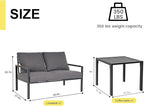 Sundale Outdoor 2 Pieces Patio Set Outdoor Metal Furniture Sets with Loveseat and Side Table, Outdoor Patio Couch for Garden, Backyard, Porch, or Balcony, All-Weather Patio Sofa with Cushions