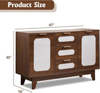 CANMOV Buffet Cabinet with Storage, 47" Sideboard Cabinet with 3 Drawers & 2 Doors, Modern Wood Coffee Bar Sideboard for Kitchen, Dining&LivingRoom, Walnut (Walnut)