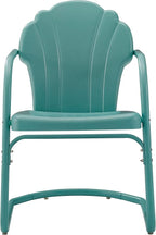 Crosley Furniture Tulip 2-Piece Outdoor Chair Set, Retro Metal Patio Chairs for Dining, Porch, Deck, Balcony, Pastel Blue Satin