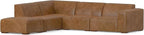 SIMPLIHOME Rex Left Corner Sectional Modular Sofa and Ottoman Set in Full-Grain Genuine Leather, Sienna, 116-inch-wide L-Shaped Leather Sofa and Matching 34-inch-Wide Table Ottoman for Living Room