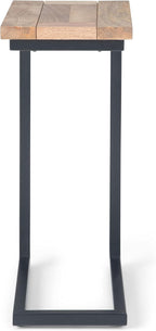 SIMPLIHOME Skyler 18-inch Wide Solid Mango/Metal Industrial C-Shaped End Table in Natural/Charcoal for Living Room, Office, or Bedroom, Assembled