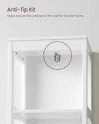 VASAGLE Storage Cabinet, Storage Organizer Rack Stand for Bathroom, Living Room, Bedroom, Multifunctional Corner Unit, 2 Drawers, 55.7 Inches in Height, White UBBC66WT