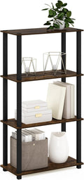 Furinno Turn-S-Tube 4-Tier Compact Multipurpose Shelf Display Rack with Square Tube, Amber Pine/Black