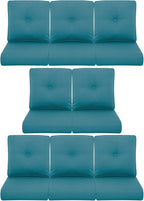 8-Piece Outdoor Patio Cushion Set - Fade & Water Resistant with Removable Olefin Cover, 22x24x4 Inch Memory Foam Cushions for Wicker Sectional Sofa – Peacock Green/Buckle