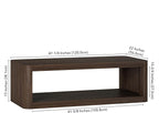 Henn&Hart 47" Rectangular Low-Profile Coffee Table with Open Storage Shelf for Living Room, Family Room, or Office, Alder Brown