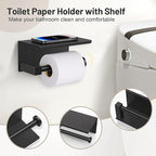 5-Piece Black Gold Bathroom Hardware Set, SUS304 Stainless Steel Bathroom Accessories Set 23.6 inches Towel Bar, Toilet Paper Holder with Shelf, Towel Ring and Two Towel Hooks Wall-Mounted
