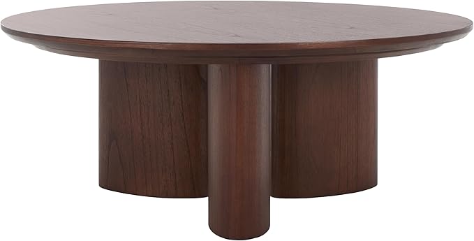 SAFAVIEH Couture Collection Barnard Walnut Round Solid Wood Coffee Table