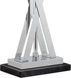 Possini Euro Design Proxima Modern Table Lamp with Black Marble Riser 28" Tall Chrome Silver Metal Double Rectangular Shades Decor for Bedroom Living Room Nightstand Bedside Office Kids Room