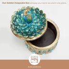 Bits and Pieces Peacock Jewelry Box for Women Small Keepsake Box with Peacock Figurine Lid - Decorative Boxes for Home Decor