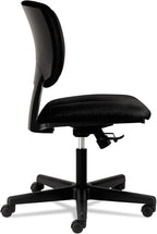 HON Volt Armless Office Chairs with Wheels, Ergonomic Adjustable Center-Tilt Recline, Fabric Back and Seat, Swivel Desk Chair, Black