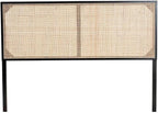 Rustic Romance Modern Bohemian Black Finished Bayur Wood and Natural Size Headboard 62.2L x 2D x 40.2H Inches Adjustable Height Traditional Design