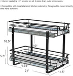 Household Essentials Glidez Multipurpose Paint-Finished Steel Pull-Out/Slide-Out Storage Organizer with Plastic Liners for Under Cabinet Use - 2-Tier Dual-Slide Design, Black