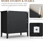 RoyalCraft Large 3 Drawer Dresser Set of 2, Fluted Chest of Drawers with Storage, Modern Painted 30 inch Tall Nightstand for Bedroom Living Room Entryway, Black
