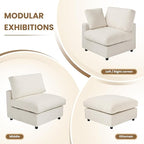 WJShome U Shaped Sectional Couch 134 Inch 4-Seater Modern Modular Sofa with 2 Ottoman,Chenille Deep Seat Couches for Living Room, Bedroom and Apartment，Beige