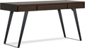SIMPLIHOME Lowry Desk - 54-Inch Wide Solid Acacia Wood and Metal Writing Desk in Distressed Hickory Brown, Modern Industrial Home Office Computer Table with 2 Drawers and Flip-Down Keyboard Tray