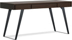 SIMPLIHOME Lowry Desk - 54-Inch Wide Solid Acacia Wood and Metal Writing Desk in Distressed Hickory Brown, Modern Industrial Home Office Computer Table with 2 Drawers and Flip-Down Keyboard Tray