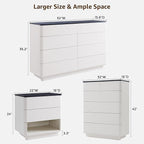 ACCOHOHO Modern Bedroom Set, 3 Pieces Bedroom Furniture Set, Includes 8 Drawers Dresser, 6 Dressers Organizer,Nightstand, Chest of Drawers Wide Storage Organizer Cabinet for Bedroom, White