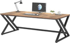 LVB Rustic Large Computer Desk, Extra Long Industrial Home Office Desk, Wood Pc Writing Work Study Computer Table Desk, Farmhouse Workstation Gaming Executive Desk for 2 Person, Rustic Oak, 78.7 Inch