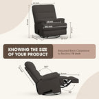 Dark Grey Glider Rocker Recliner,Swivel Rocking Recliner Chair,Glider Rocking Chair,Reclining Sofa Rocking Chair Nursery,23 Inches Deep Seat & 27 inches High Back,for Living Room