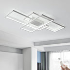 GEADI Dimmable Ceiling Light, 41.3in Flush Mount Ceiling Lamp Remote Control Modern Chandelier, 68W Square White Acrylic Close to Ceiling Light Fixtures for Bedroom Living Room