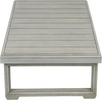 Christopher Knight Home Rammus 2 Pieces Outdoor Conversation Set, Acacia Wood Chat Set, Rectangular Coffee Table and Patio Loveseat Sofa, Slat Design Patio Furniture Set for Garden, Beige + Light Grey