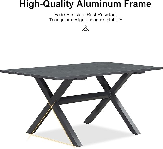 PURPLE LEAF 5 Pieces Outdoor Dining Set with Patio Aluminium Dining Table and Wicker Chairs Modern Furniture Cushions Sets for Backyard Indoor Decor Kitchen Gray