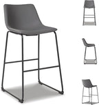 Signature Design by Ashley Centiar Modern Faux Leather 29" Pub Height Bar Stool, Set of 2, Gray