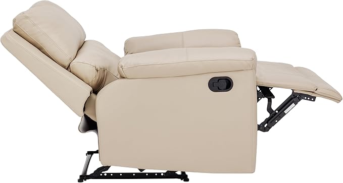 MINCETA Recliner Chairs,Modern Nursery Recliner 5" Wall Hugger Nursery Recliner with Overstuffed Arm and Back for Living Room,PU Leather in Khaki