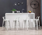 HAOBO Home Modern Industrial Metal Stool [Set of 4] for Indoor/Outdoor Dining Chair (30", Low Back White)