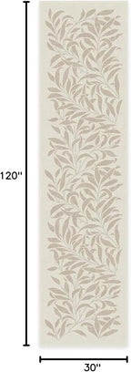 RUGGABLE x Morris & Co Machine Washable Runner Rug – Pure Willow Boughs Natural 2.5x10, Stain-Resistant, Non-Slip – Washable Rug for Hallway, Entryway, Living Room & Kitchen–with Standard Pad