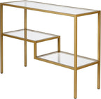 Henn&Hart 42" Wide Rectangular Console Table in Brass, Entryway Table, Accent Table for Living Room, Hallway