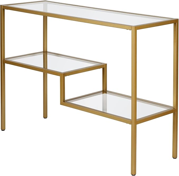 Henn&Hart 42" Wide Rectangular Console Table in Brass, Entryway Table, Accent Table for Living Room, Hallway