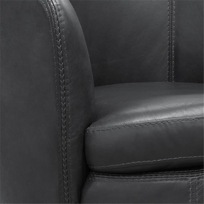 Pemberly Row Vintage Slate All Italian Leather Swivel Club Chair