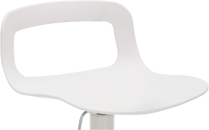 NOBPEINT NOB Contemporary Chrome Air Lift Adjustable Swivel Bar Stool (White, Set of 2)