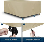 Easy-Going Rectangle Patio Furniture Cover Waterproof Outdoor Dining Table and Chair Cover Anti-UV Outside Sectional Sofa Set Covers (98"L x 78"W x 32"H, Camel)