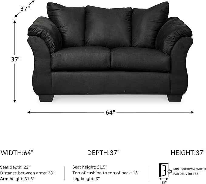 Signature Design by Ashley Darcy 1` Loveseat, Black