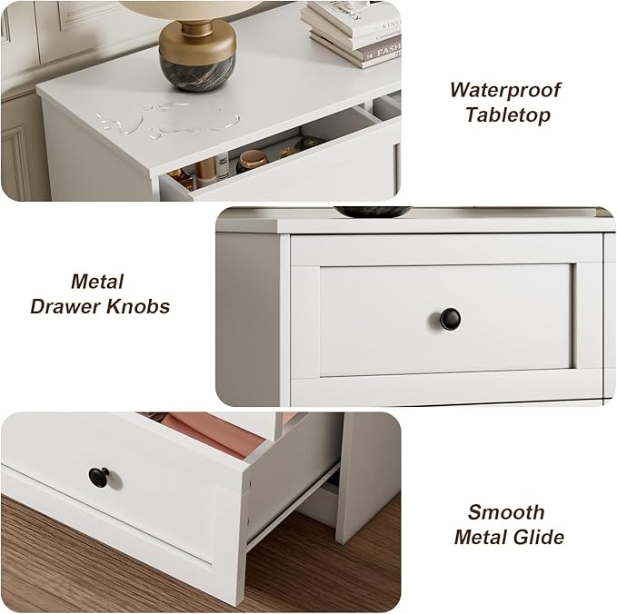 Dresser for Bedroom, 59.1" Wide White Dressers, Large Dressers & Chests of Drawers with Large Capacity for Bedroom, Hallway, Entryway, Closet