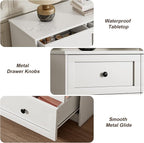 Dresser for Bedroom, 59.1" Wide White Dressers, Large Dressers & Chests of Drawers with Large Capacity for Bedroom, Hallway, Entryway, Closet
