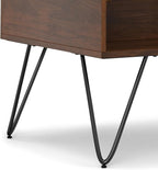 SIMPLIHOME Hunter Small Lift Top Coffee Table - 36 inch Wide Solid Walnut Veneer and Metal Industrial Cocktail Table, Living Room Table with Hidden Storage, 2 Cubbies, and Hairpin Legs