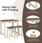 COSTWAY 3 Pieces Dining Set, Counter Height Pub Table Set with 2 Saddle Stools, Industrial Wood Breakfast Table Set for Bar, Kitchen, Living Room, Restaurant